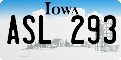 IA license plate ASL293