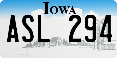 IA license plate ASL294