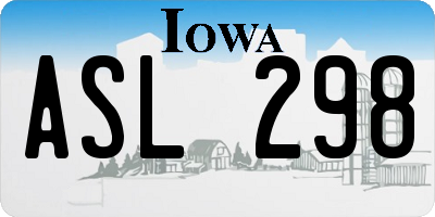 IA license plate ASL298