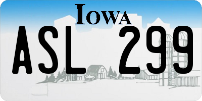 IA license plate ASL299