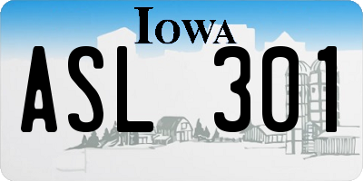 IA license plate ASL301