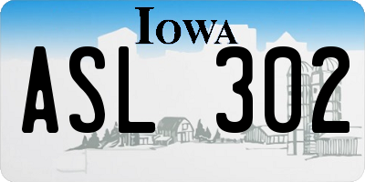 IA license plate ASL302