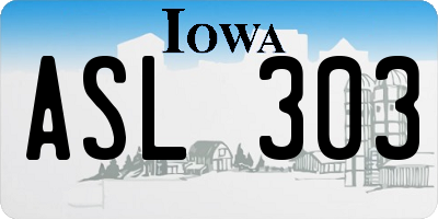 IA license plate ASL303