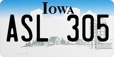 IA license plate ASL305