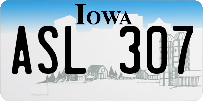 IA license plate ASL307