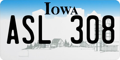 IA license plate ASL308