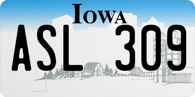 IA license plate ASL309