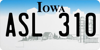 IA license plate ASL310