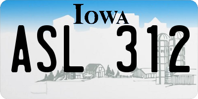 IA license plate ASL312