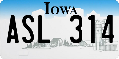 IA license plate ASL314