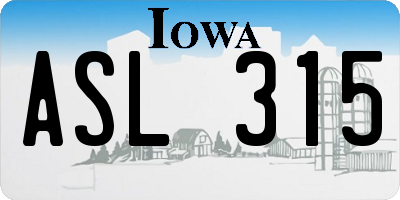 IA license plate ASL315