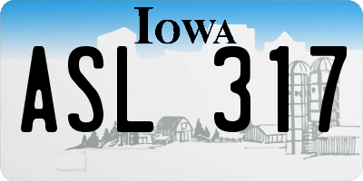 IA license plate ASL317