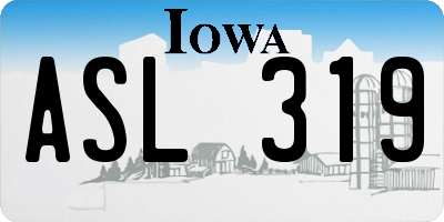 IA license plate ASL319