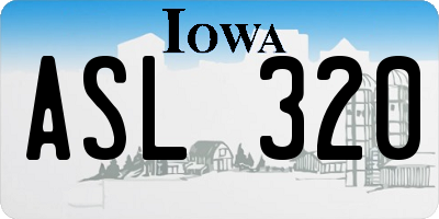 IA license plate ASL320