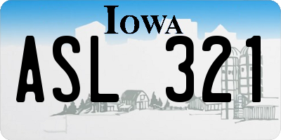 IA license plate ASL321