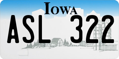 IA license plate ASL322