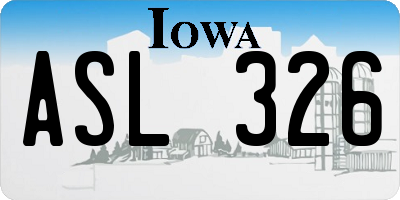IA license plate ASL326
