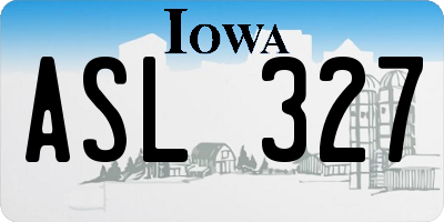 IA license plate ASL327