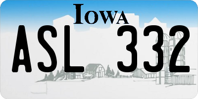 IA license plate ASL332