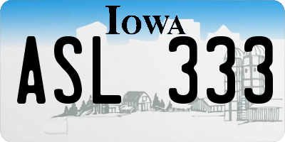 IA license plate ASL333