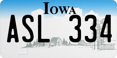 IA license plate ASL334