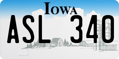 IA license plate ASL340