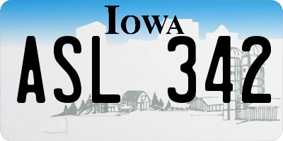 IA license plate ASL342