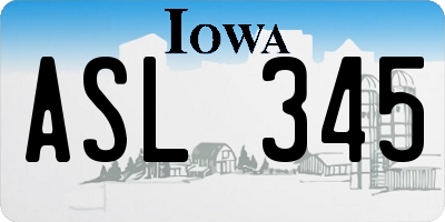 IA license plate ASL345