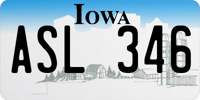 IA license plate ASL346