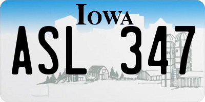 IA license plate ASL347