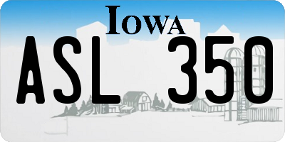 IA license plate ASL350