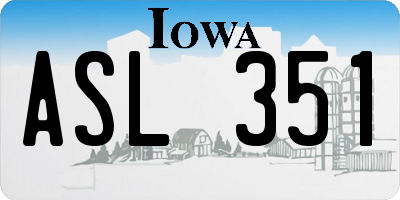 IA license plate ASL351