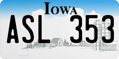 IA license plate ASL353