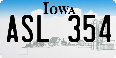 IA license plate ASL354
