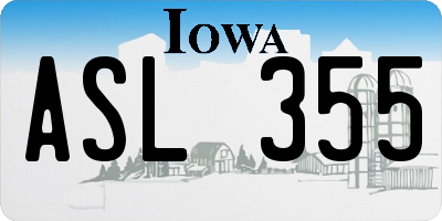 IA license plate ASL355