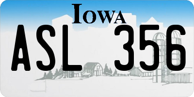 IA license plate ASL356