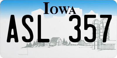 IA license plate ASL357