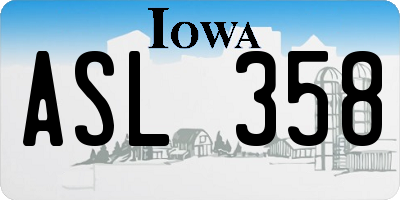 IA license plate ASL358