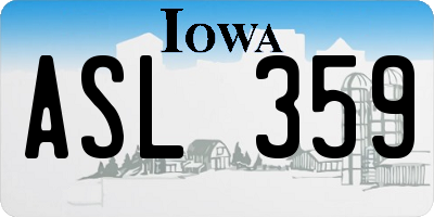 IA license plate ASL359