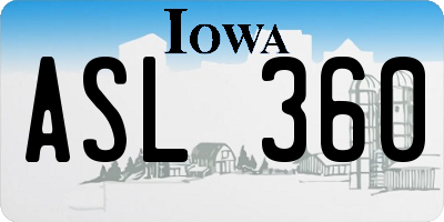 IA license plate ASL360