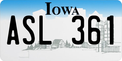 IA license plate ASL361