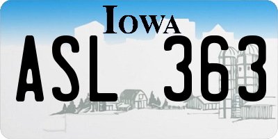 IA license plate ASL363