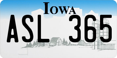 IA license plate ASL365