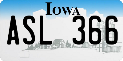 IA license plate ASL366