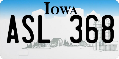 IA license plate ASL368