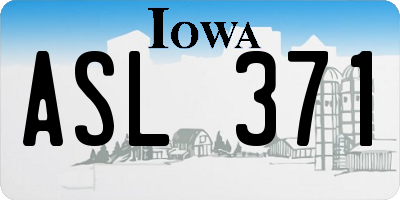 IA license plate ASL371