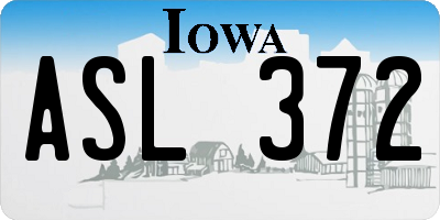IA license plate ASL372