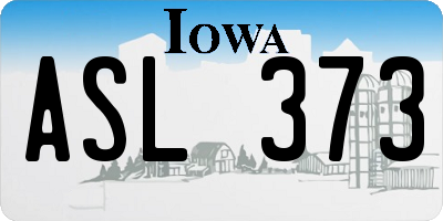 IA license plate ASL373
