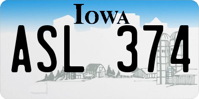 IA license plate ASL374