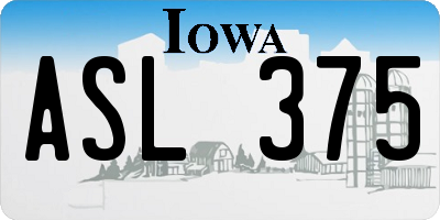 IA license plate ASL375